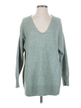 Oversized Teal V Neck Pullover Sweater